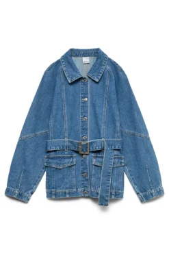 Agnes Belt Denim Jacket - Medium Blue Denim