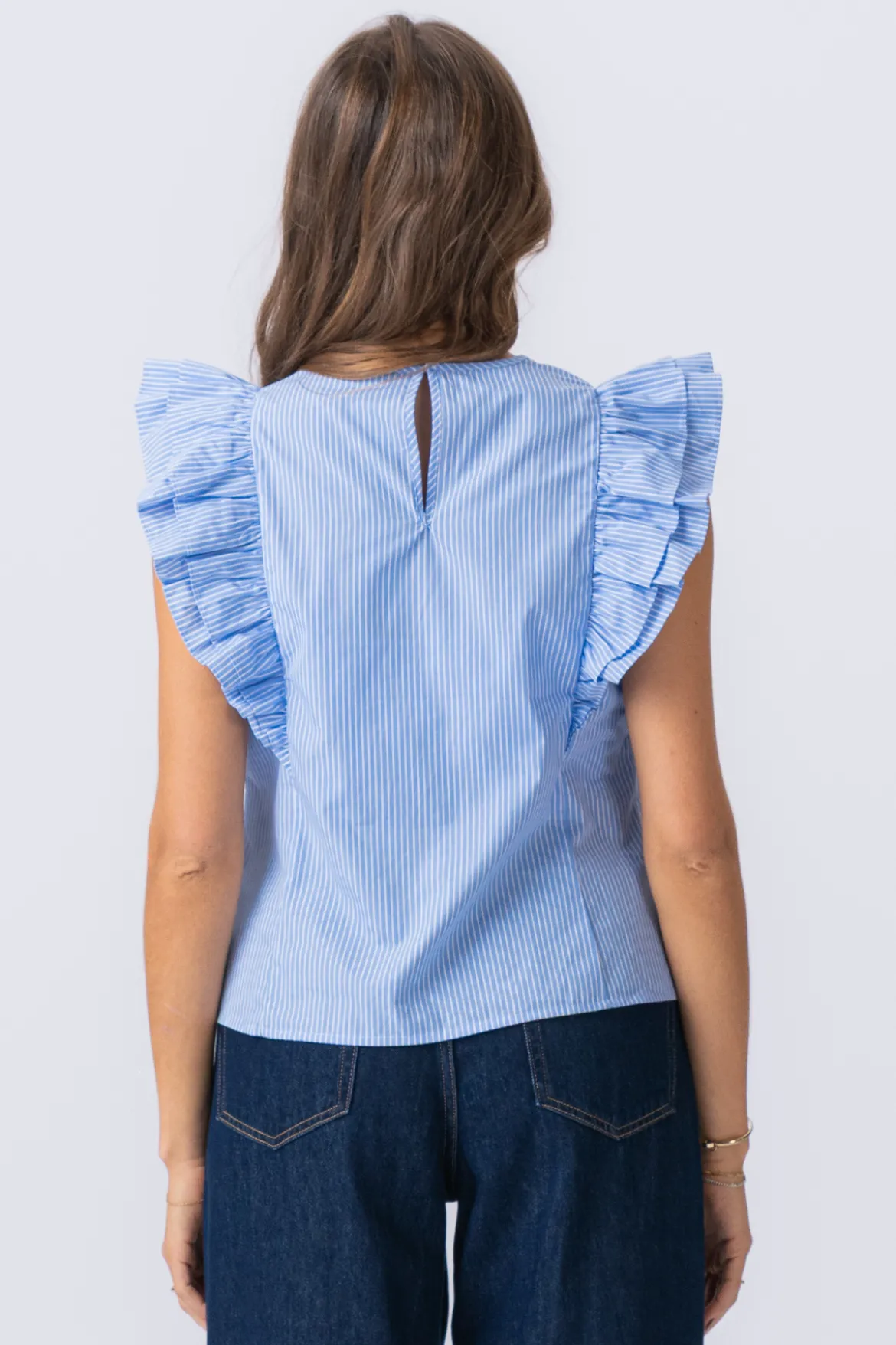 Aila Top - Little Boy Blue / White