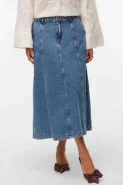 Alaina Denim Nederdel - Medium Blue Denim