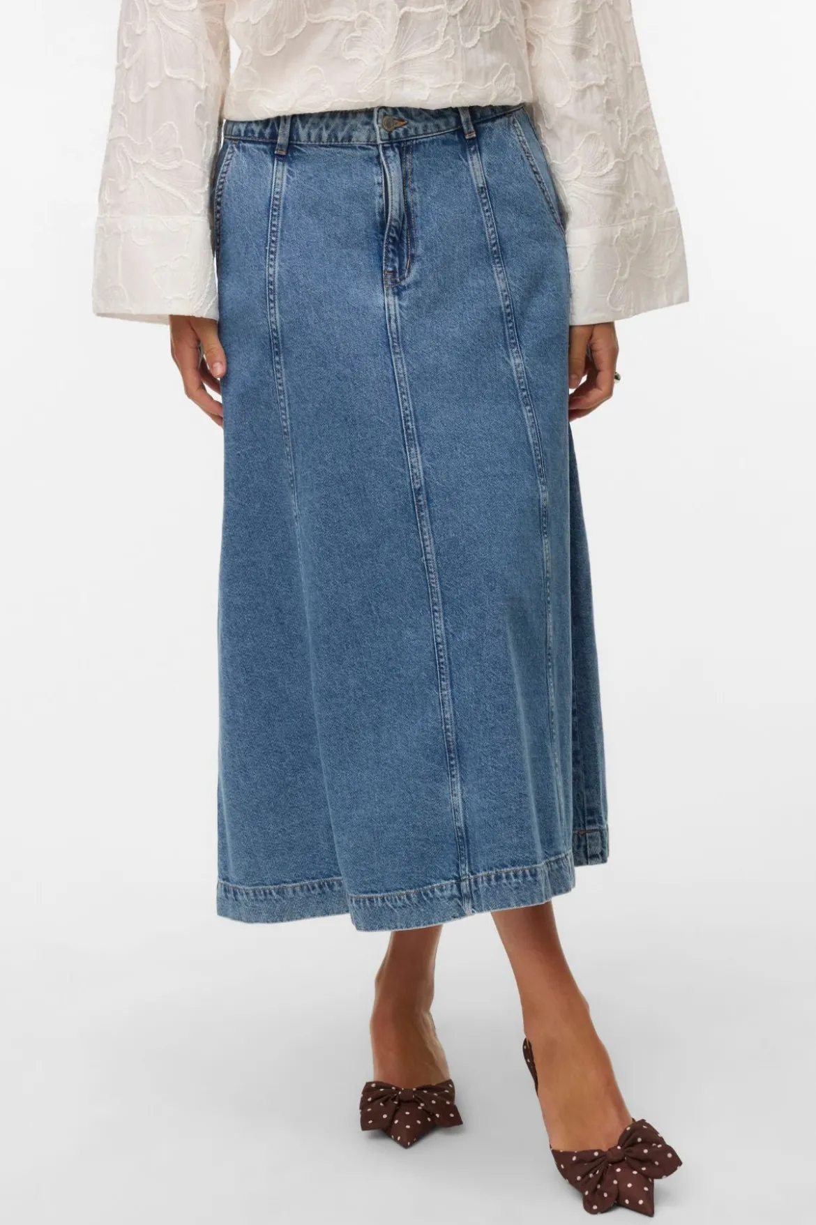 Alaina Denim Nederdel - Medium Blue Denim
