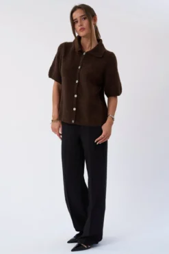 Alba Polo Knit - Chocolate