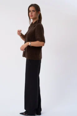 Alba Polo Knit - Chocolate