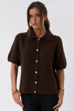 Alba Polo Knit - Chocolate