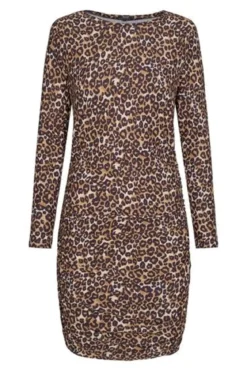 Alma Langærmet Kjole - Leopard