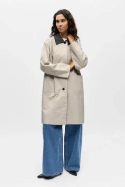Alora Long Trenchcoat - Birch Magnet