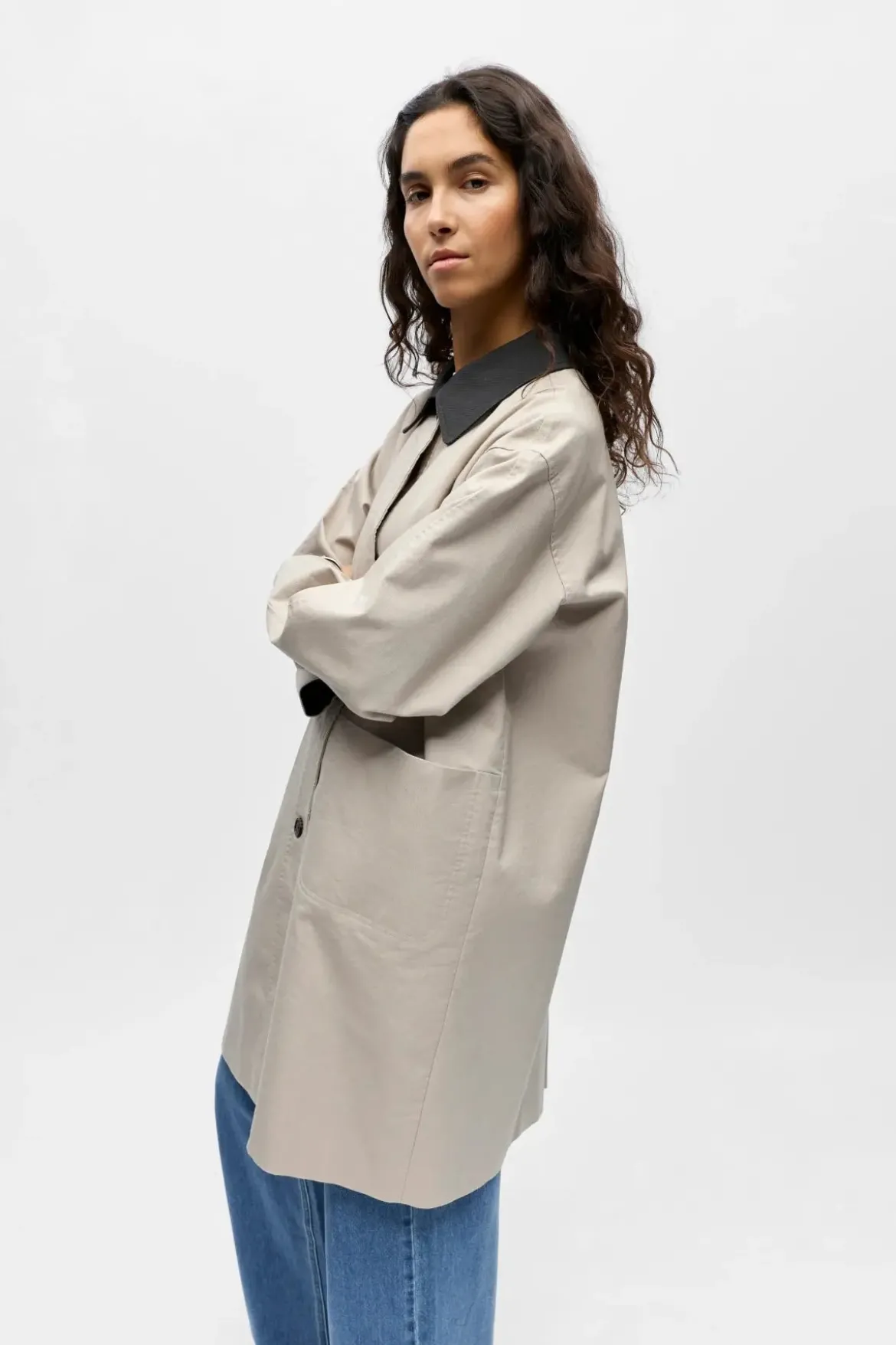 Alora Long Trenchcoat - Birch Magnet