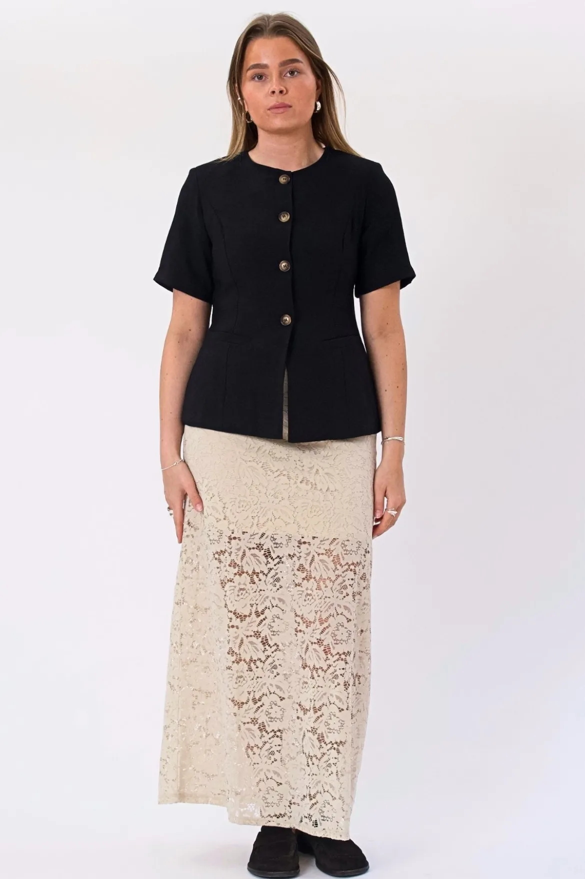 Amara Lace Maxi Skirt - Lysebeige