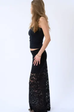 Amara Lace Maxi Skirt - Sort