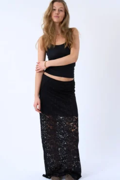 Amara Lace Maxi Skirt - Sort