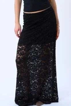 Amara Lace Maxi Skirt - Sort