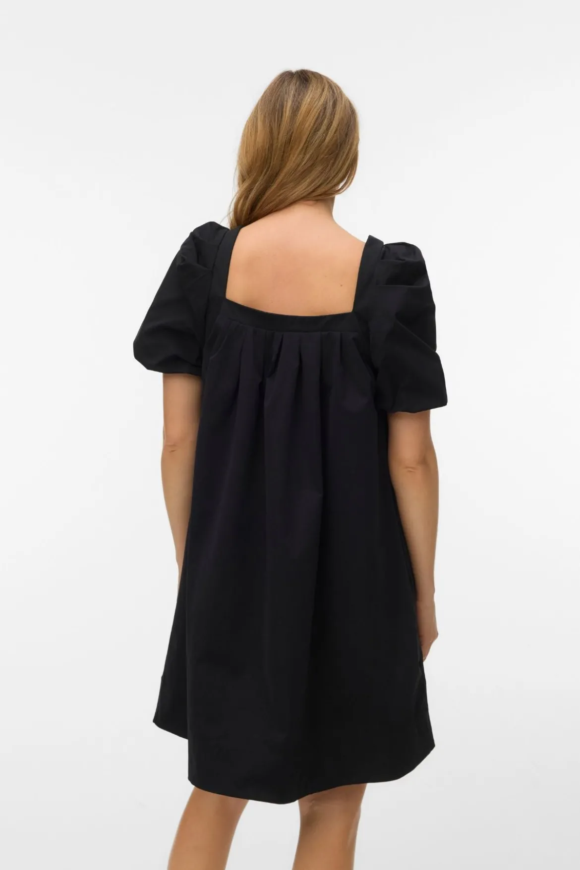 Ann Ss Square Neck Kort Kjole - Black