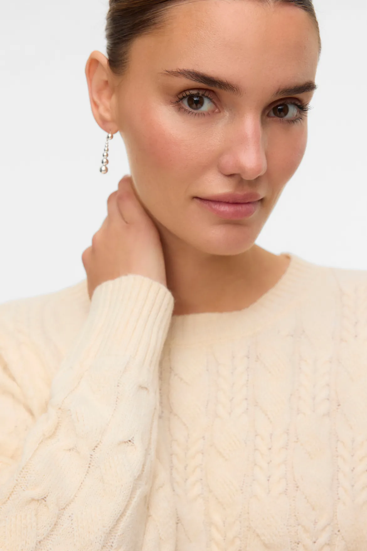 Aries O-Neck Cable Pullover - Birch