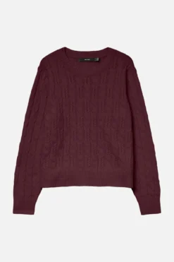 Aries O-Neck Kabelstrik Pullover - Winetasting