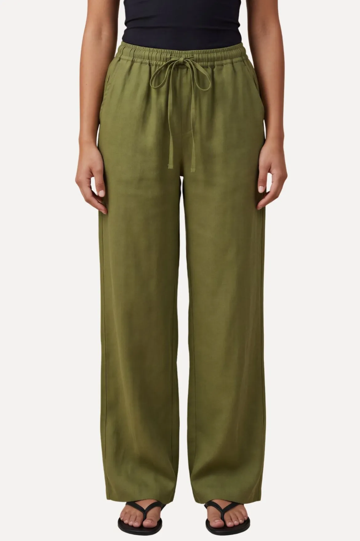 Astrid Hør Pants - Olive