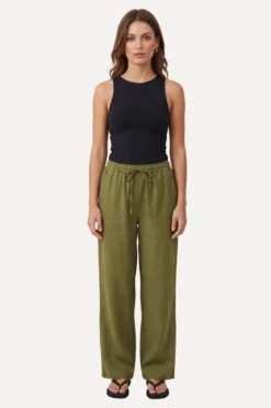 Astrid Hør Pants - Olive
