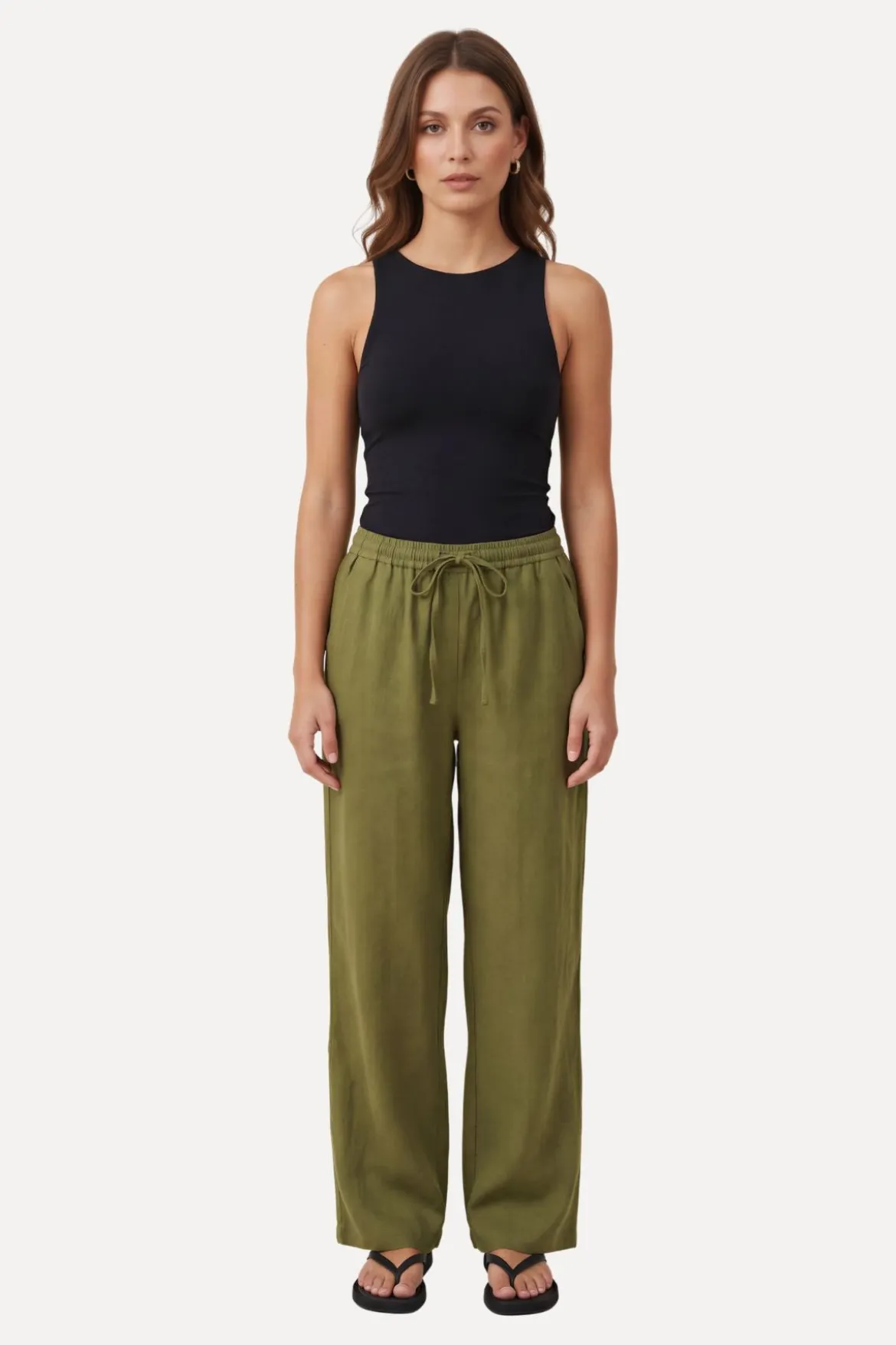 Astrid Hør Pants - Olive