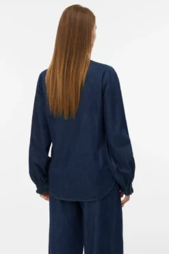 Atla Frill Denim Skjorte - Mørkeblå Denim