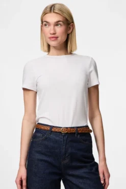 Avery Leather Braided Slim Belt - Cognac