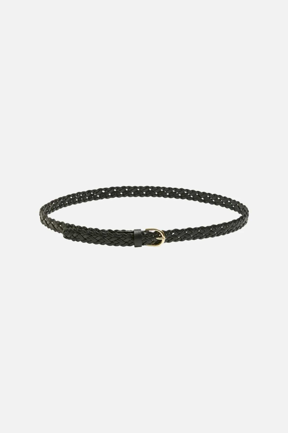Avery Leather Braided Slim Belt - Black