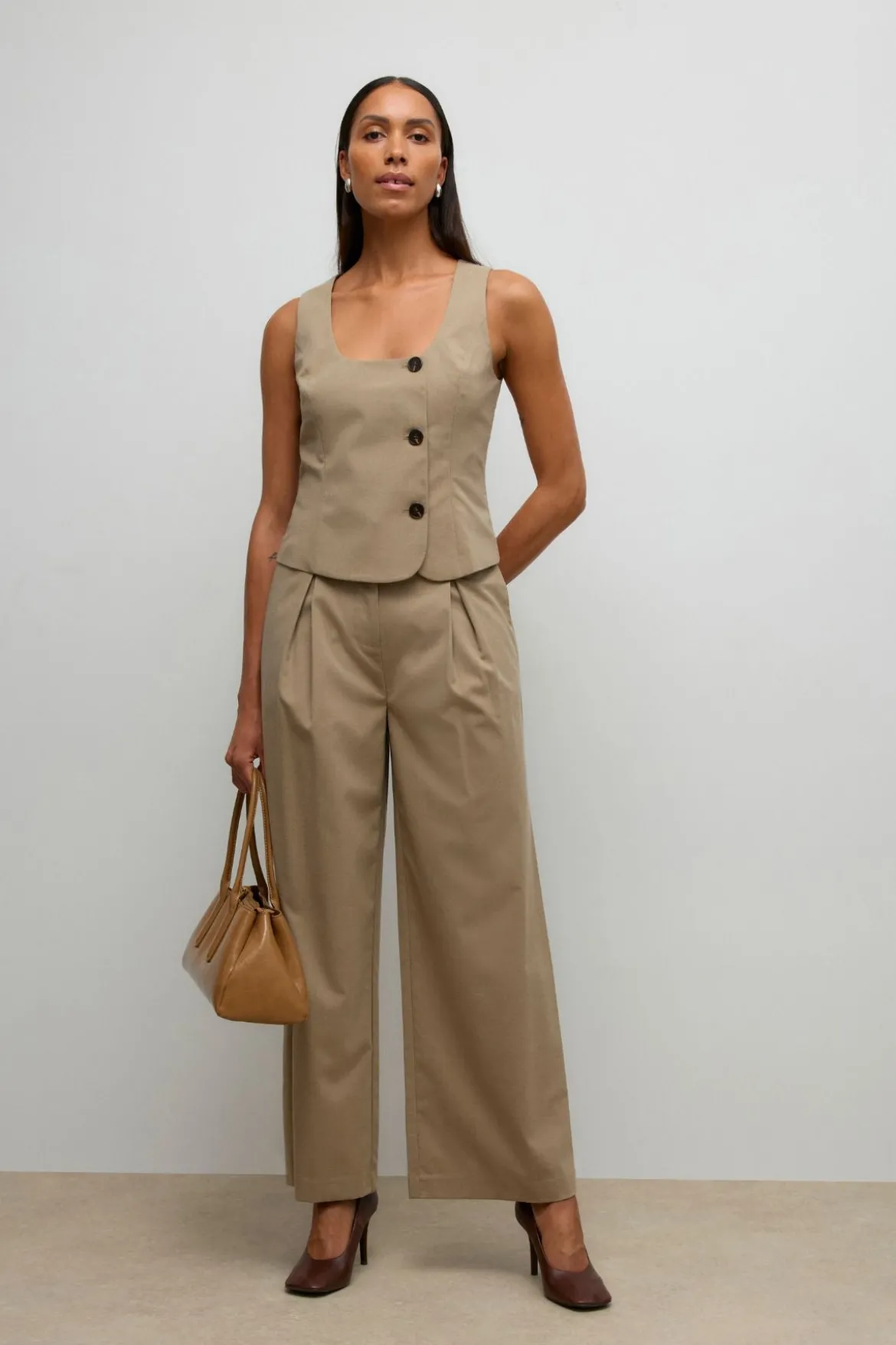 Ayah Hw Wide Pants - Dune Melange