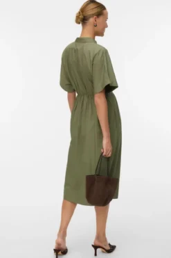 Barbara Calf Kjole - Deep Lichen Green
