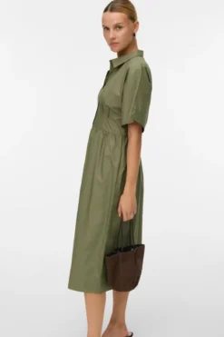 Barbara Calf Kjole - Deep Lichen Green