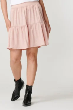 Basic blød mini nederdel - Misty rose
