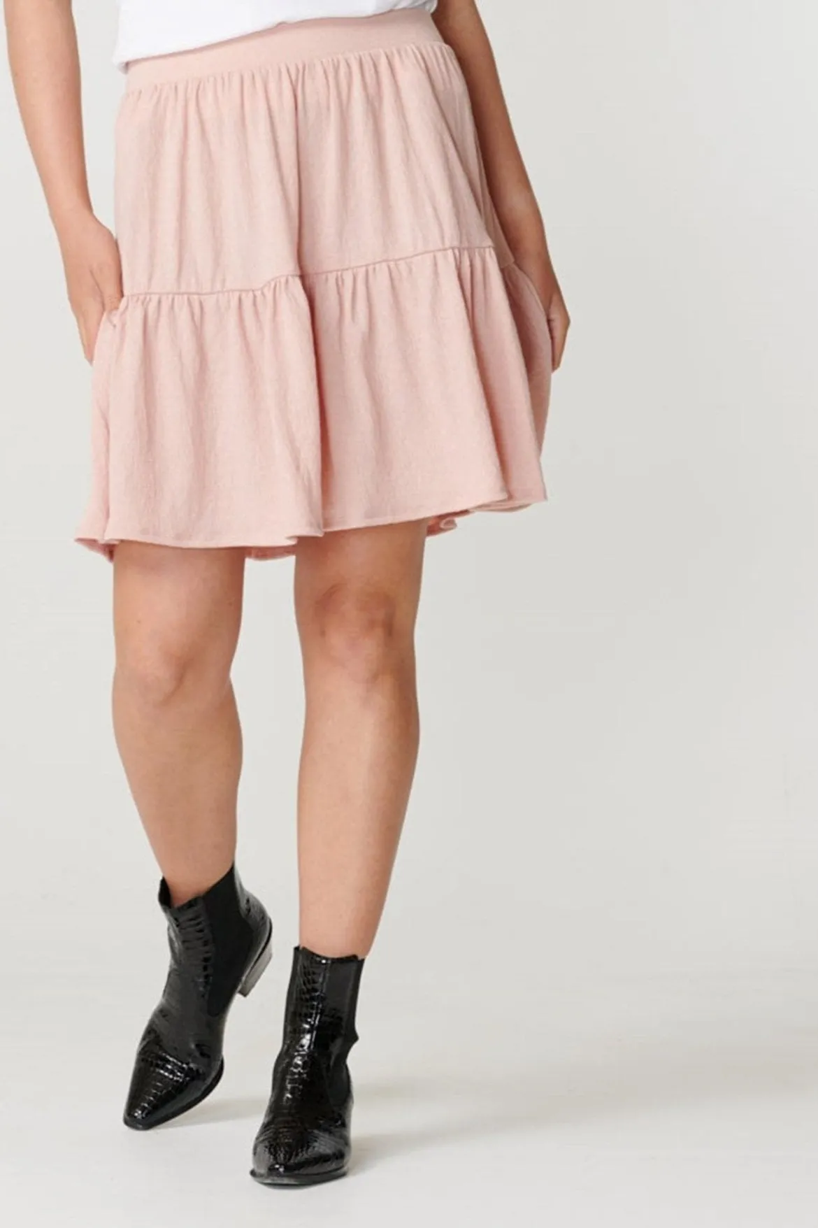 Basic blød mini nederdel - Misty rose