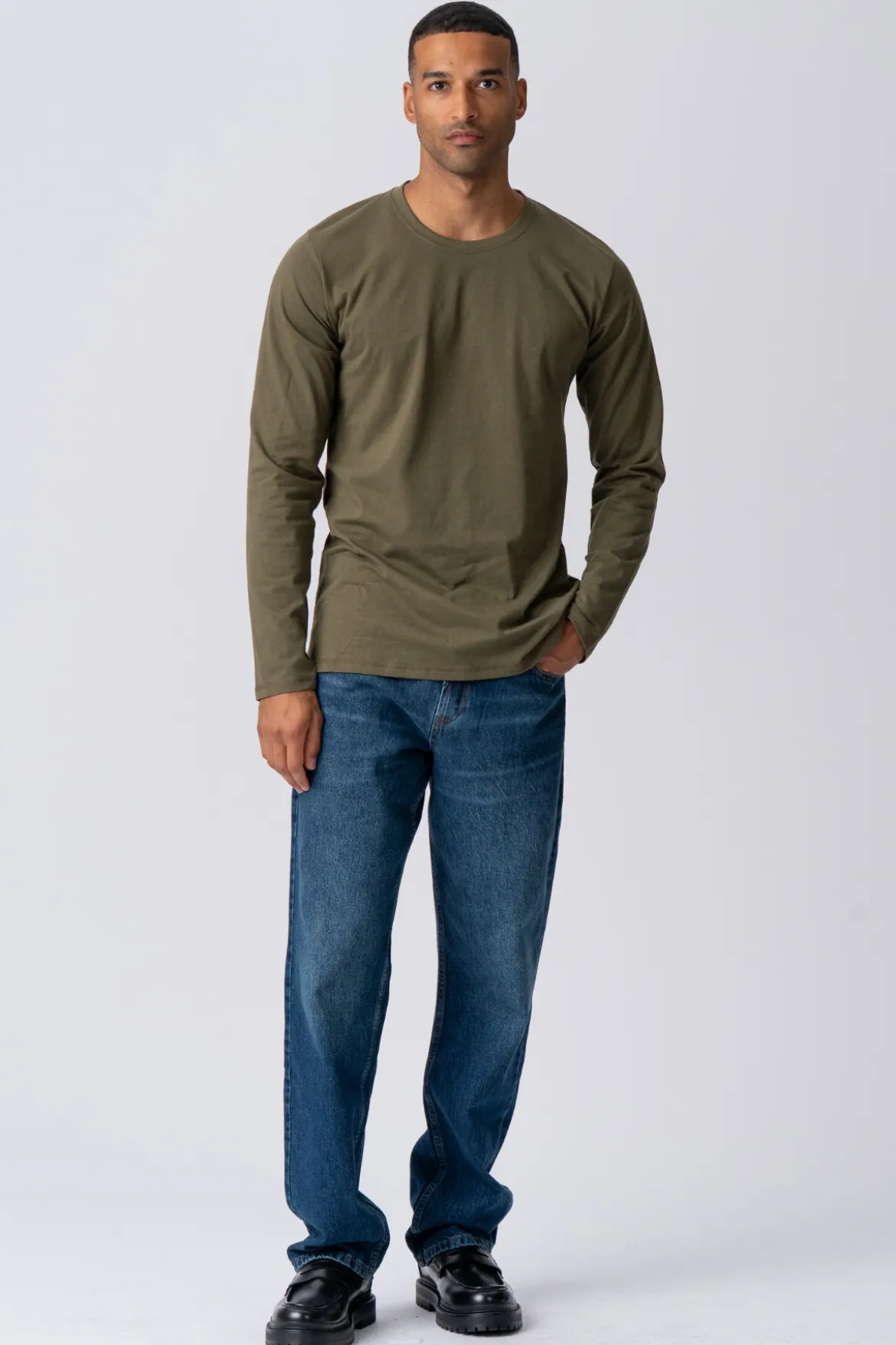 Basic Langærmet T-shirt - Armygrøn