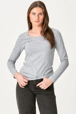 Basic langærmet T-shirt - Grå