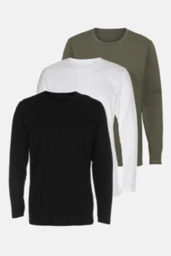 Basic Langærmet T-Shirt (herre) - (3 stk.)