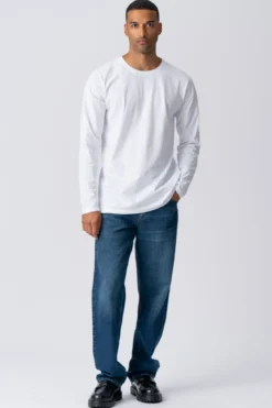 Basic Langærmet T-shirt - Hvid