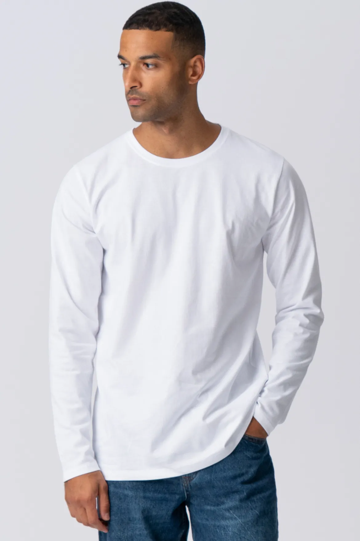 Basic Langærmet T-shirt - Hvid