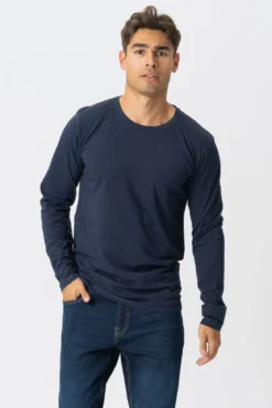 Basic Langærmet T-shirt - Navy