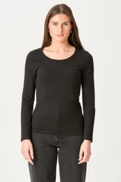 Basic langærmet T-shirt - Sort