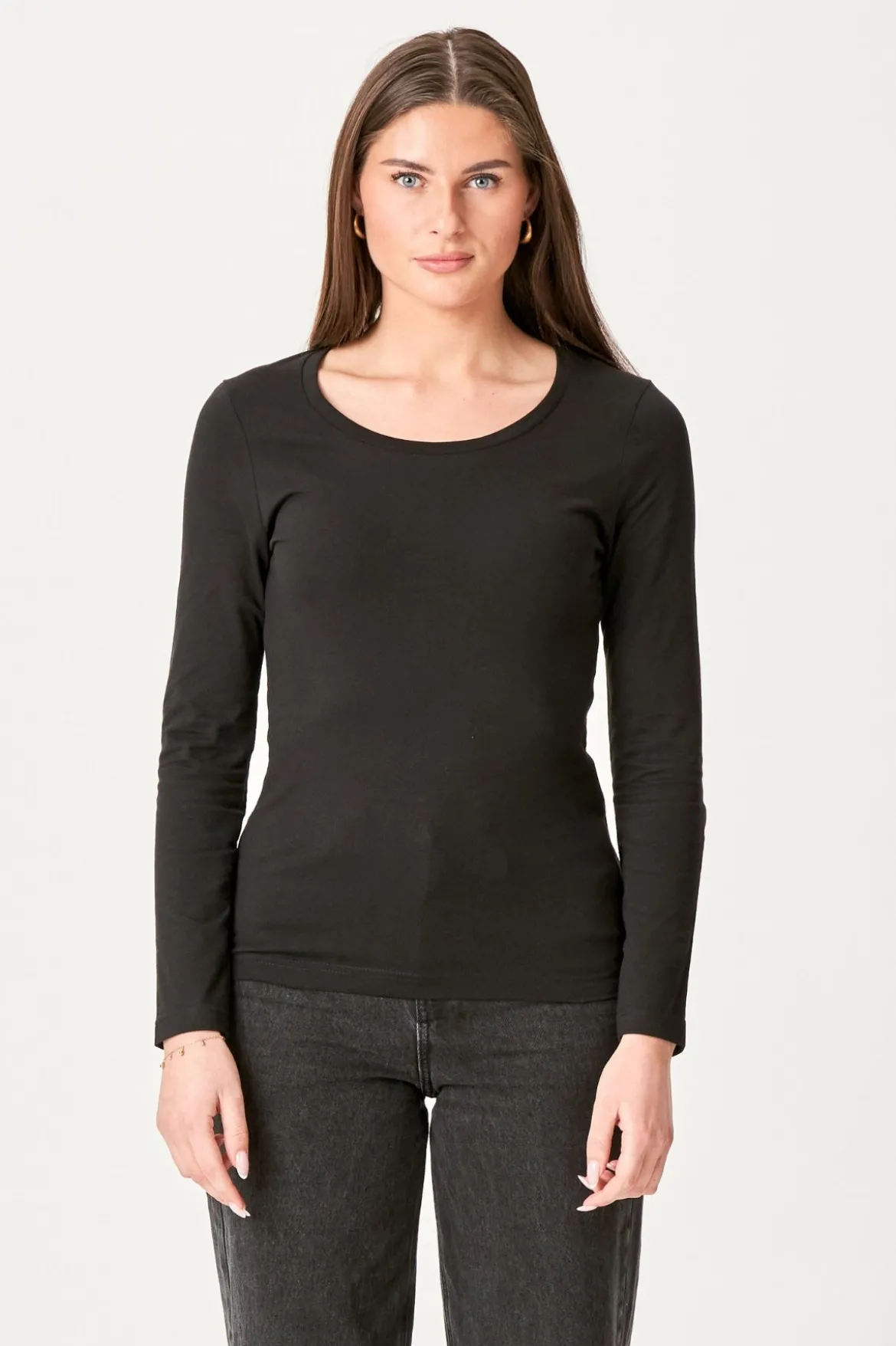 Basic langærmet T-shirt - Sort