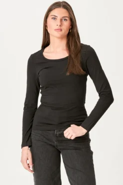Basic langærmet T-shirt - Sort