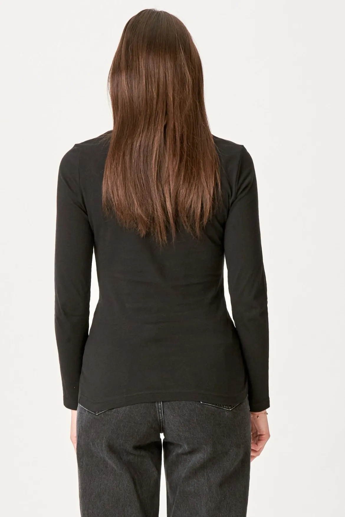 Basic langærmet T-shirt - Sort