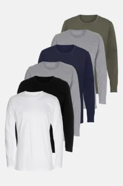 Basic Langærmet T-Shirt - (6 stk.)