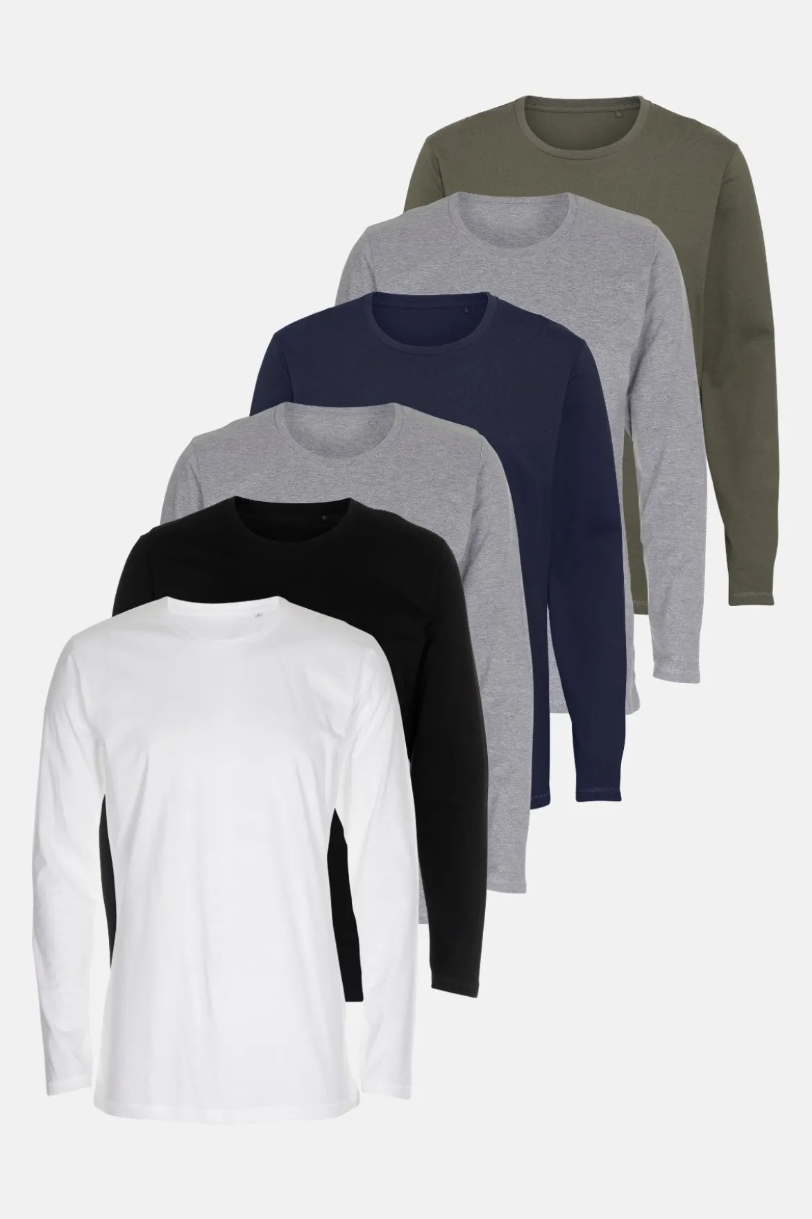 Basic Langærmet T-Shirt - (6 stk.)