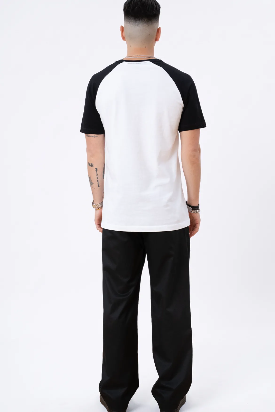 Basic raglan T-shirt - Sort-Hvid