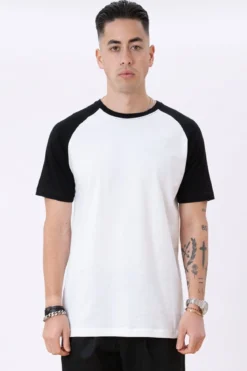Basic raglan T-shirt - Sort-Hvid