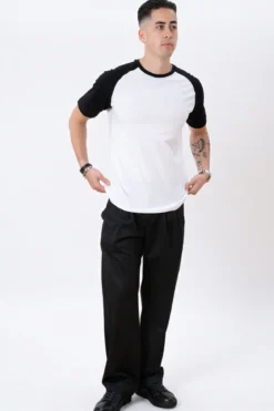 Basic raglan T-shirt - Sort-Hvid