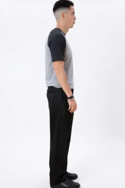 Basic raglan T-shirt - Sort-Lyse Grå