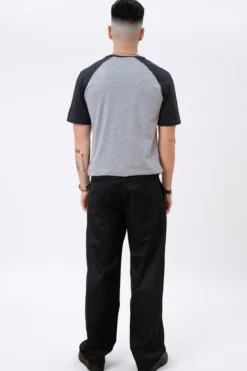 Basic raglan T-shirt - Sort-Lyse Grå