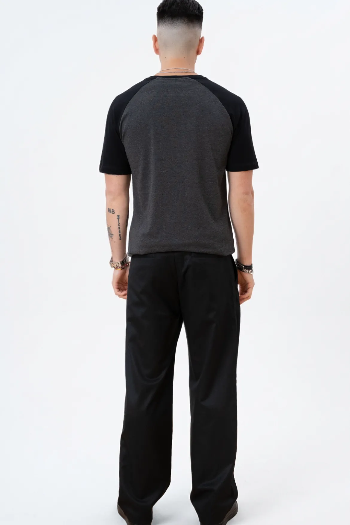 Basic raglan T-shirt - Sort-Mørke Grå