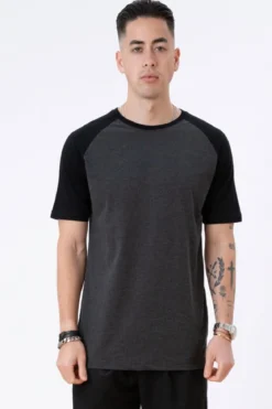 Basic raglan T-shirt - Sort-Mørke Grå