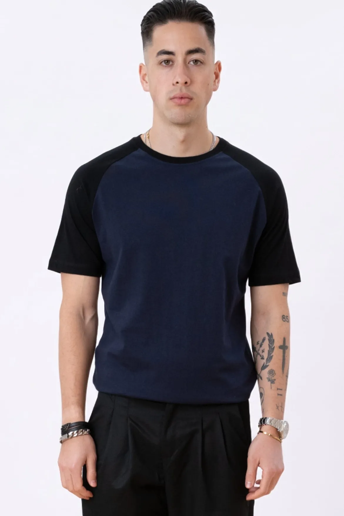 Basic raglan T-shirt - Sort-Navy