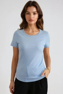 Basic Tight T-shirt - Lys Blå
