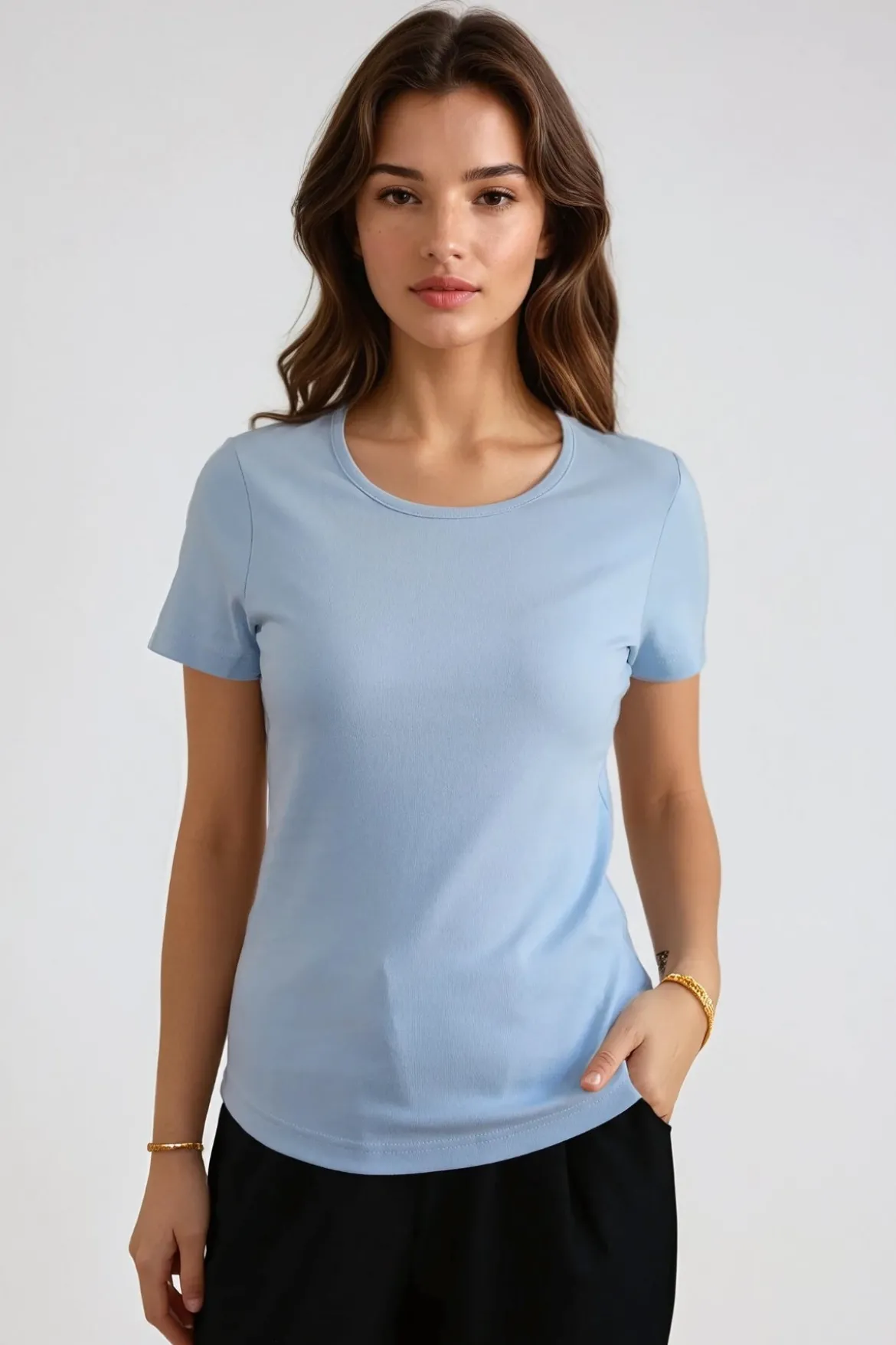 Basic Tight T-shirt - Lys Blå